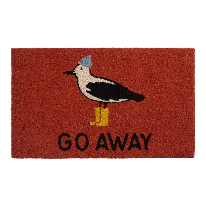 Doormat Go Away Text Yellow Boots Detail Hand Tufted Whimsical