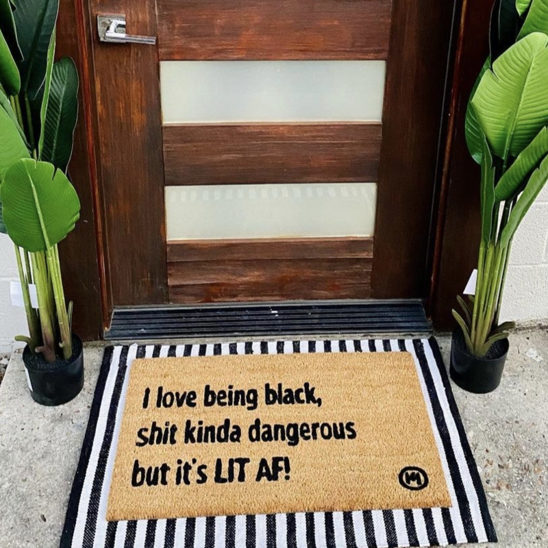 Doormat Graphic Text Layered Rug Styling Coarse Texture Eclectic