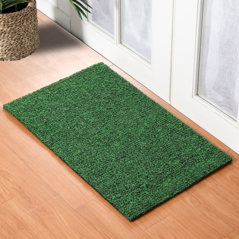 Doormat Green PVC Coiled Texture Loopy Surface Modern Scraper Mat