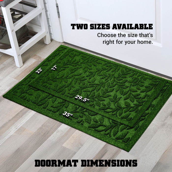 Doormat Green Raised Leaf Pattern Heavy Duty Scraping Texture Mat