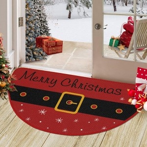 Doormat Half Round Shape Santa Belt Design Festive Whimsical