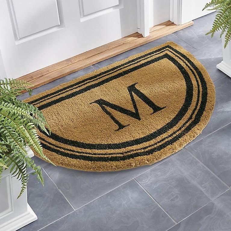 Doormat Half Round Shape Triple Border Classic Coir