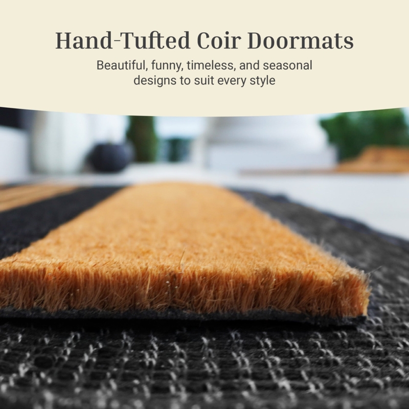 Doormat Hand Tufted Coir Black Border Thick Pile Construction