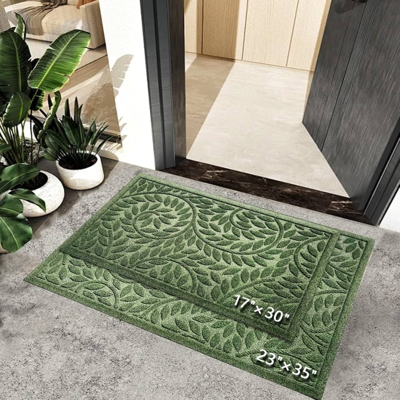 Doormat Heavy Duty Rubber Embossed Scrollwork Botanical Entry Rug