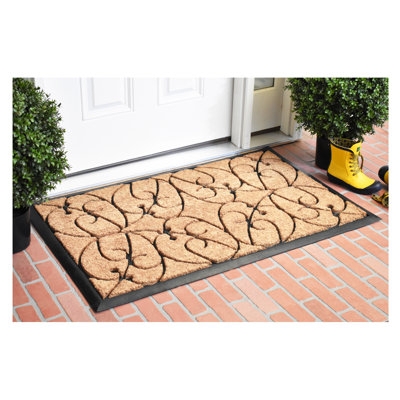 Doormat Heavy Duty Rubber Frame Scrollwork Inserts