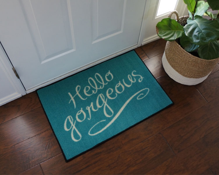 Doormat Hello Gorgeous Text Script Typography Chic Entryway Idea
