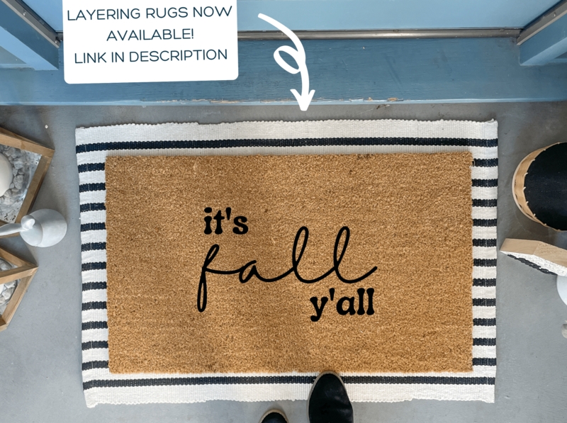Doormat High Contrast Entryway Rug Layering Over Striped Rug