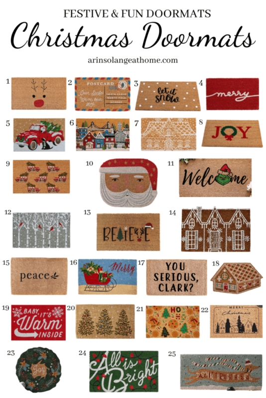 Doormat Holiday Motifs, Typographic Greetings Coir, Festive Christmas Doormat Ideas