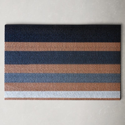 Doormat Horizontal Stripes Woven Texture Multi-Color