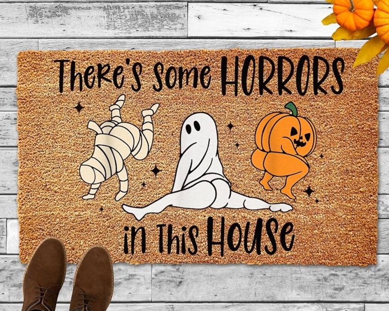 Doormat Humorous "Horrors" Graphic Coir-Like Funny Halloween Decor