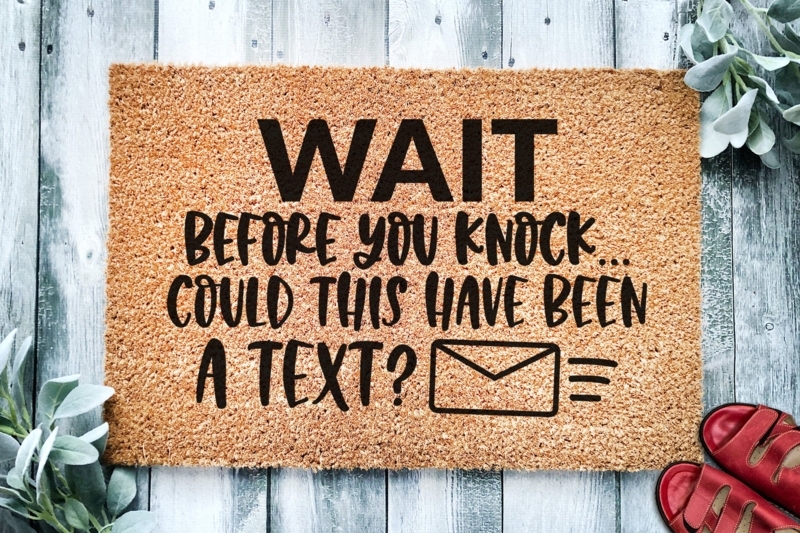 Doormat Humorous Texting Themed Mat with Graphic Icon Print