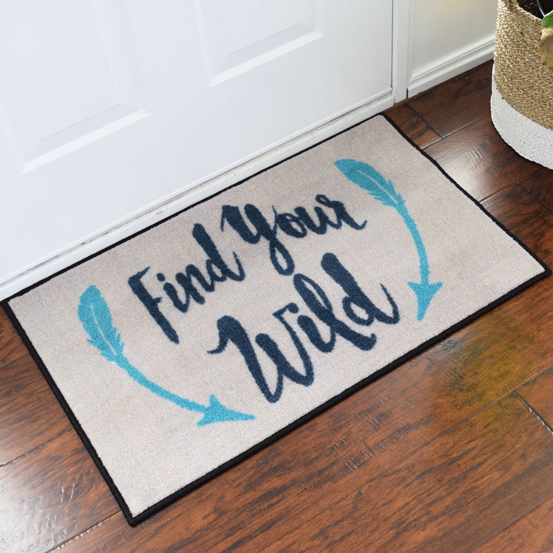 Doormat Inspirational Entryway Decor Quote Script Lettering Boho Teal
