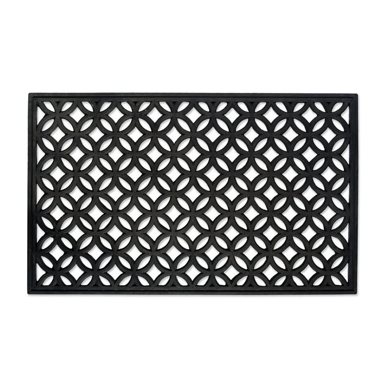 Doormat Interlocking Circles Openwork Black Rubber Lattice