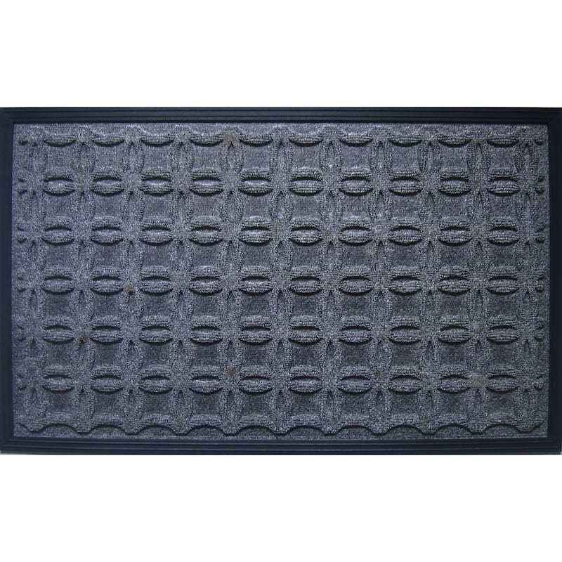 Doormat Interlocking Geometric Motif Raised Texture Grey