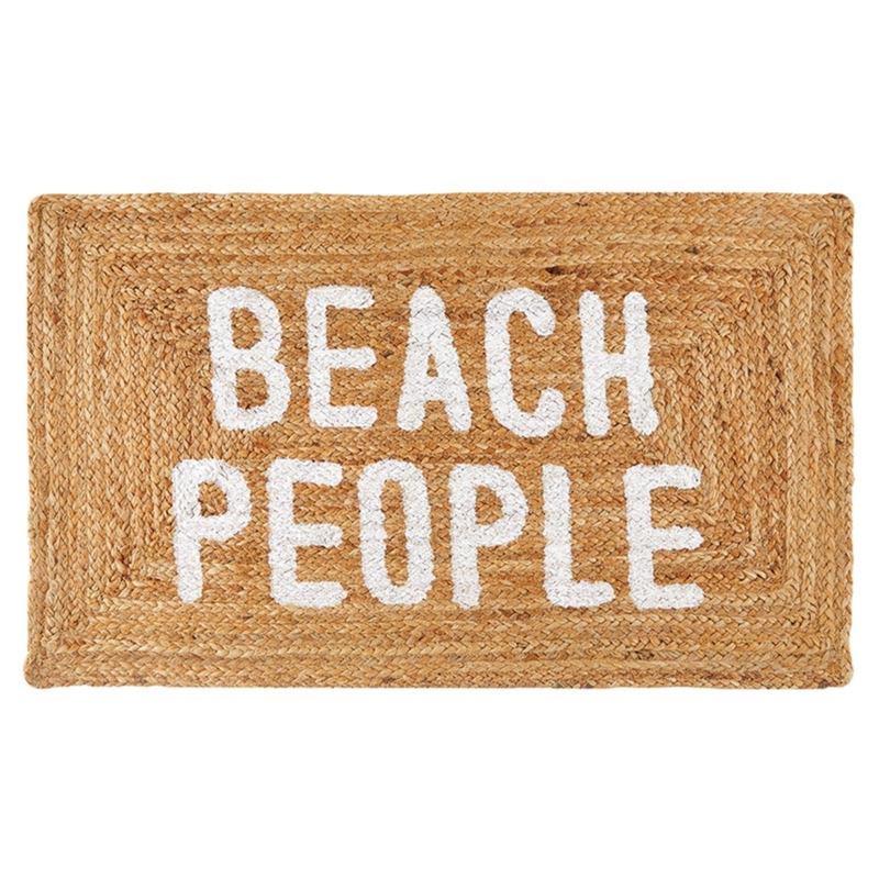 Doormat Jute Construction Braided Texture Beach People Text Coastal Entry