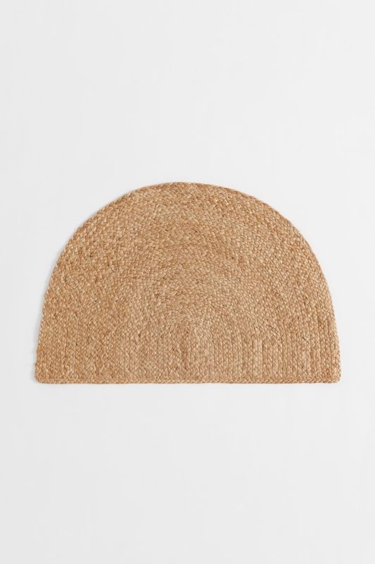 Doormat: Jute Like Semi Circular Shape Braided Texture Natural Entryway