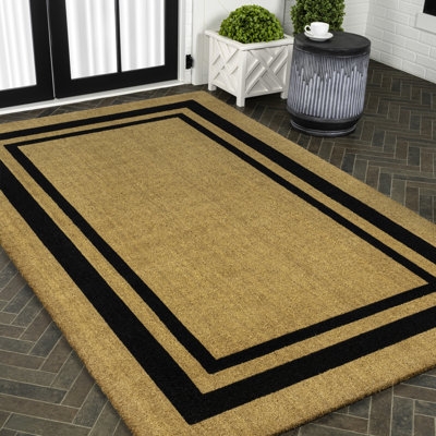 Doormat Large Double Border Natural Black Coir-Like Classic