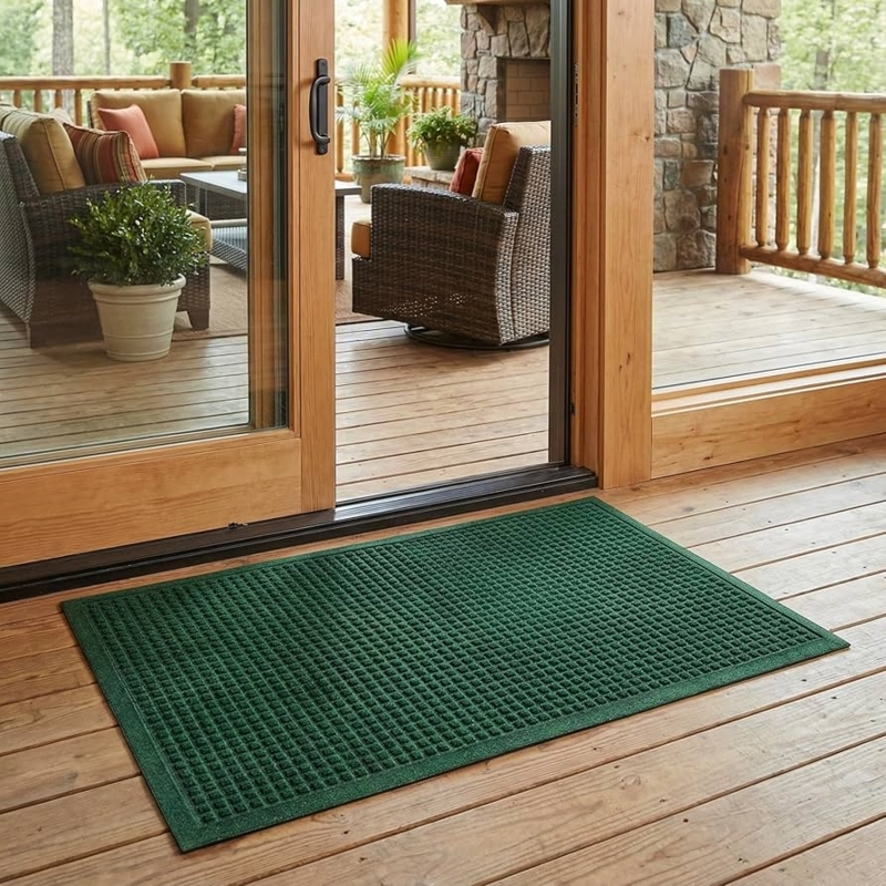 Doormat Large Waffle Texture Rubber Raised Border Patio Mat