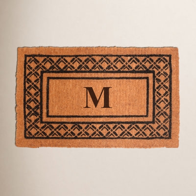 Doormat Lattice Border Tailored Monogram 'M' Heavy Duty Welcome Mat