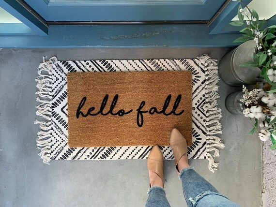 Doormat Layered Front Door Set Tasseled Fringed Geometric