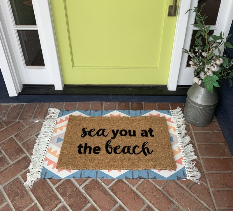 Doormat Layered Rug Look Pun Text Coir Coastal Theme Porch Decor