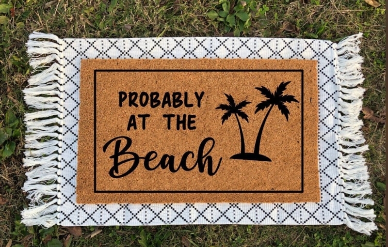 Doormat Layered Styling Palm Tree Silhouette Coir Boho Coastal Summer