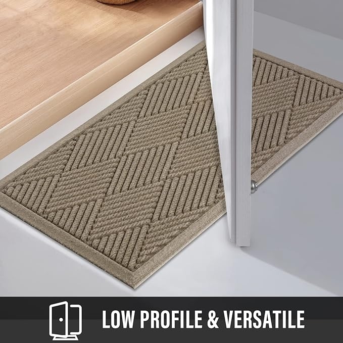 Doormat: Low Profile Geometric Ribbed Texture Chevron Mudroom Solution