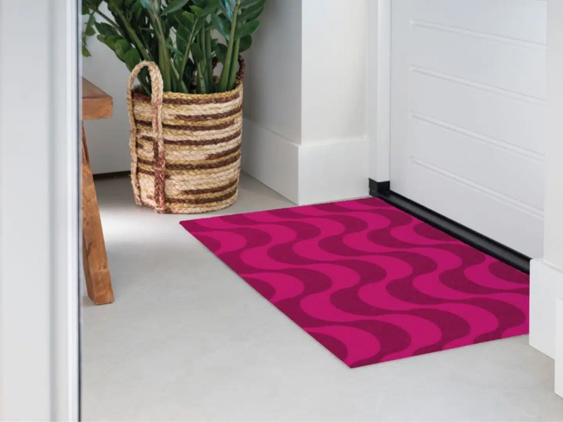 Doormat Magenta Wavy Pattern Graphic Print Modern Boho Vibrant Foyer