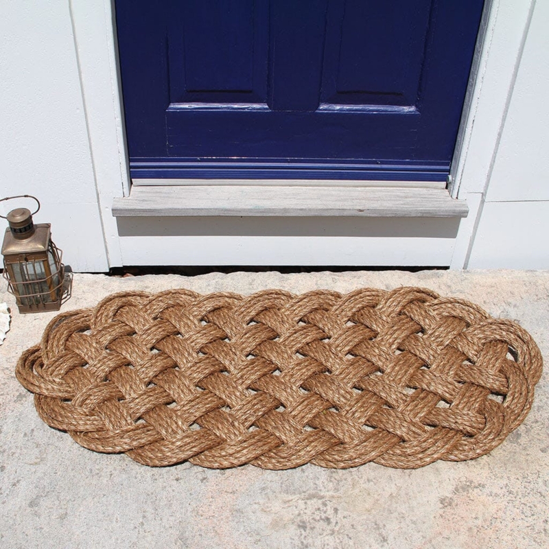 Doormat Manila Rope Material Interlocking Knot Woven Fiber Rug