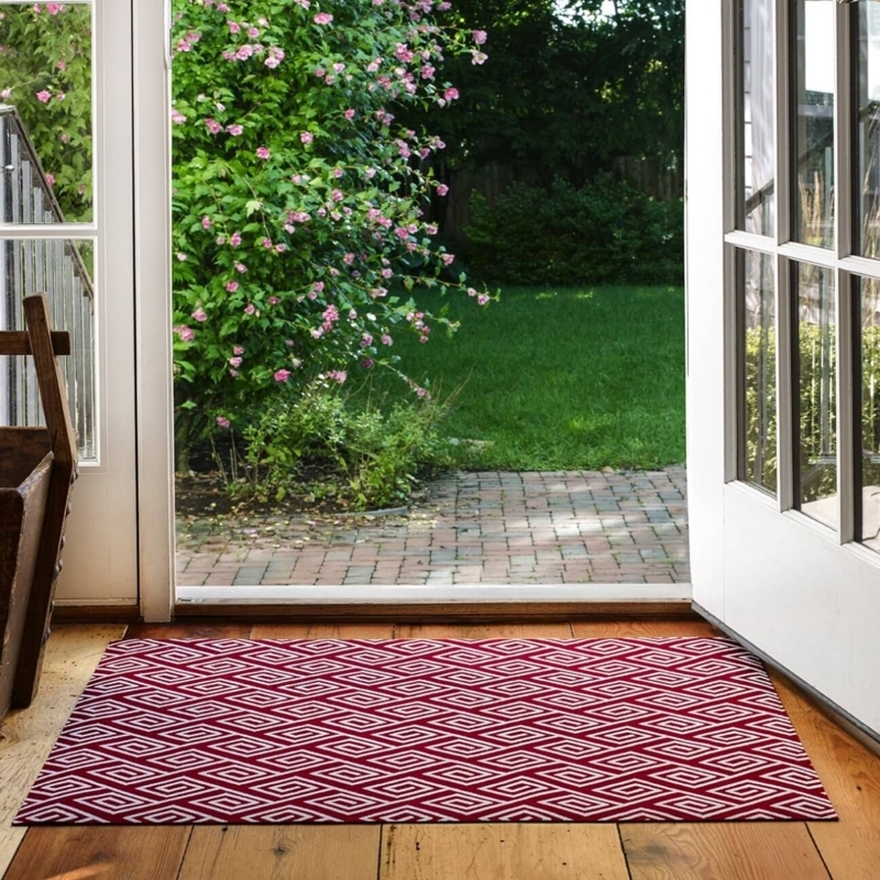 Doormat Maze Pattern Geometric Low Profile Transitional Entryway