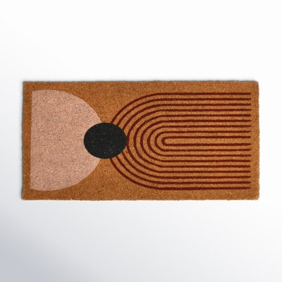 Doormat Mid-Century Entry Mat Design, Coir-Like Geometric Arches.