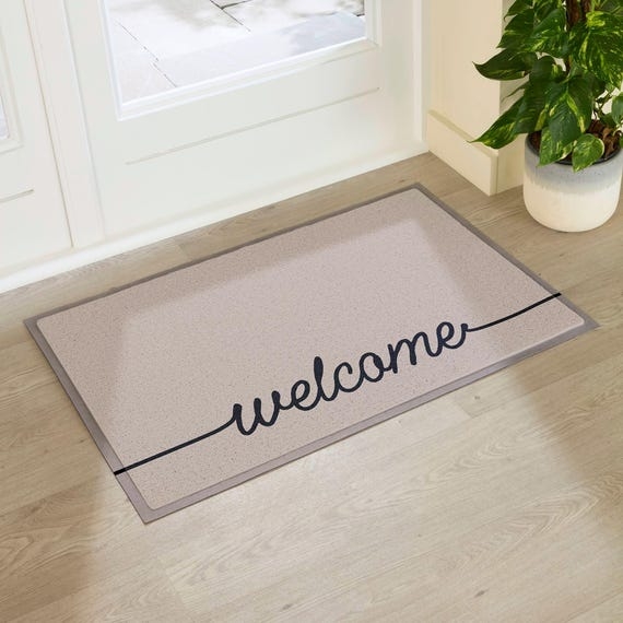 Doormat: Minimalist Cursive Welcome Script Low Profile Entryway Mat