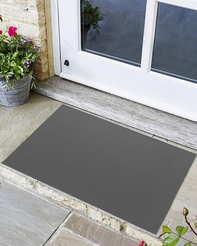 Doormat Minimalist Dark Gray Low Profile Solid Entryway Mat