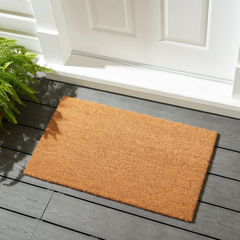 Doormat Minimalist Natural Coir Solid Tan Tone Coarse Texture
