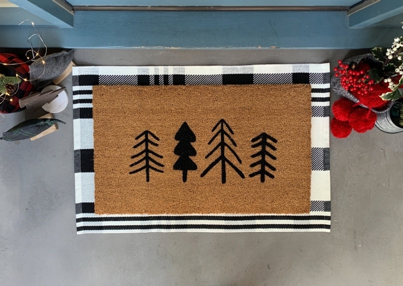 Doormat Minimalist Tree Art Layered Look Christmas Tree Mat