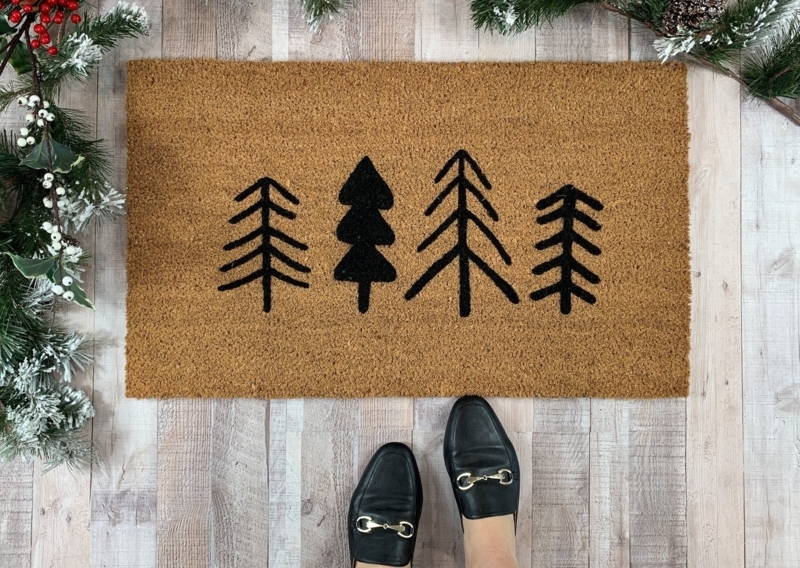 Doormat Minimalist Trees Seasonal Graphic Coir Like Mat