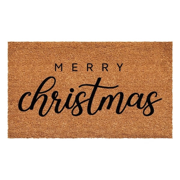 Doormat Mixed Typography Coarse Texture Coir Like, Festive Typography Entry Rug