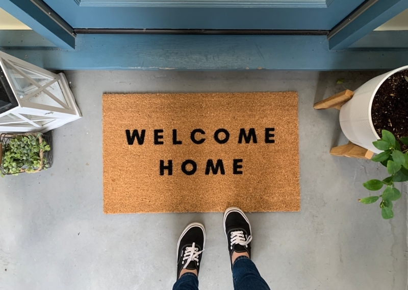 Doormat Modern Font Coir Text Print Minimalist Welcome Home Mat