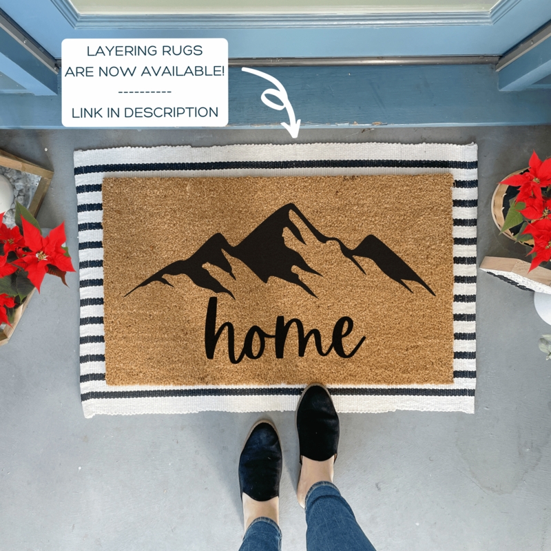 Doormat Mountain Silhouette Cursive Home Text Modern Farmhouse