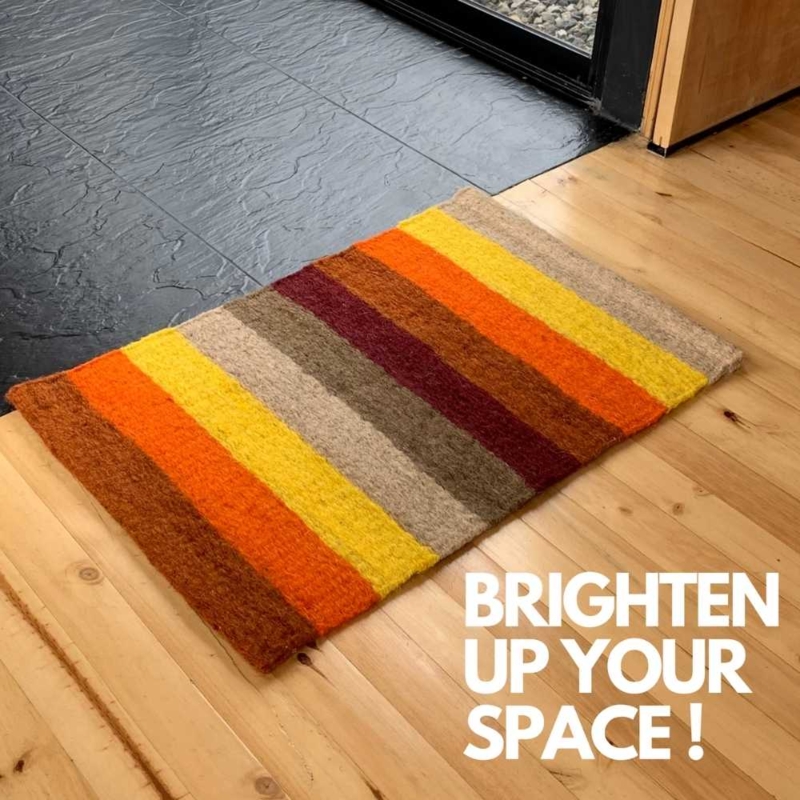 Doormat Multicolor Warm Stripes Natural Fiber Retro Striped Indoor Mat