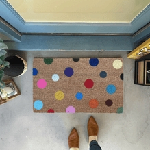 Doormat Multicolored Polka Dots Natural Fiber Modern Whimsical Decor