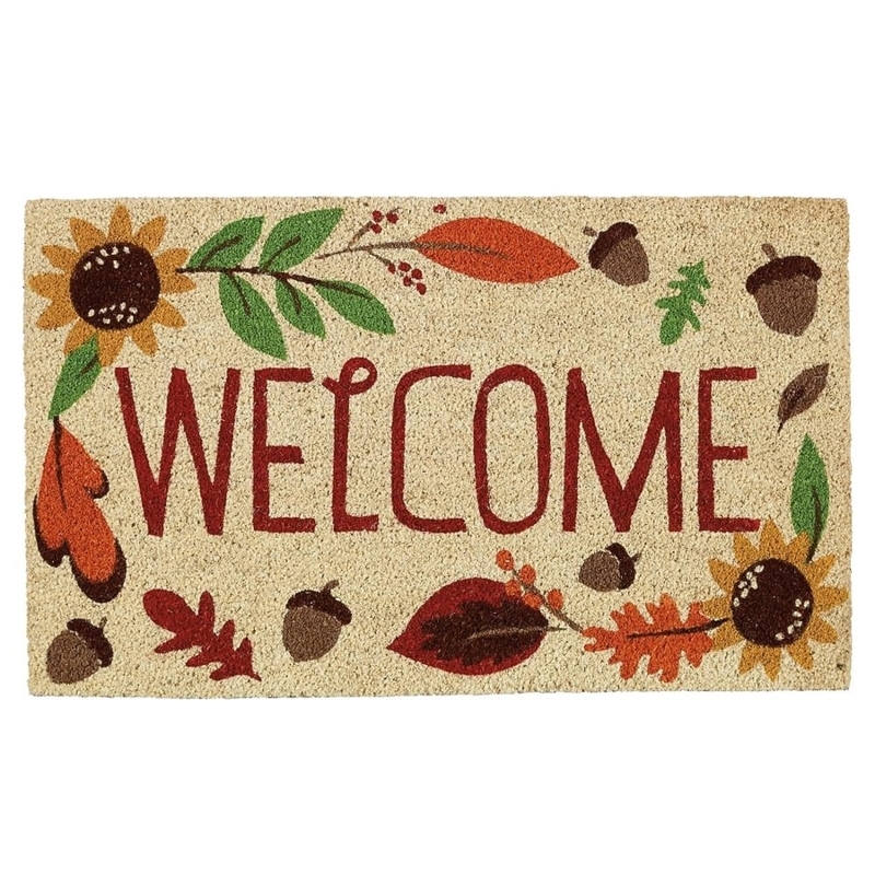 Doormat Natural Coir Harvest Botanical Border Autumnal Porch Decor