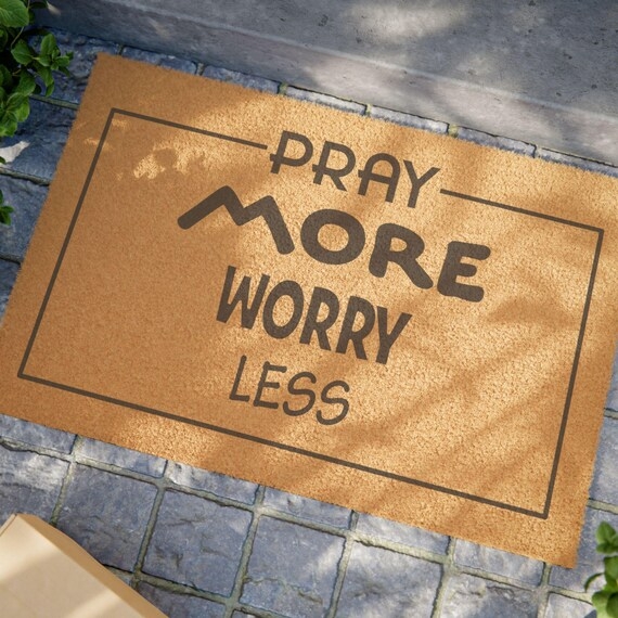 Doormat Natural Coir Inspirational Text Rustic Border