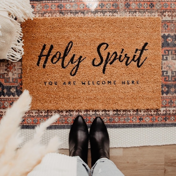 Doormat Natural Coir Religious Typography Layered Look