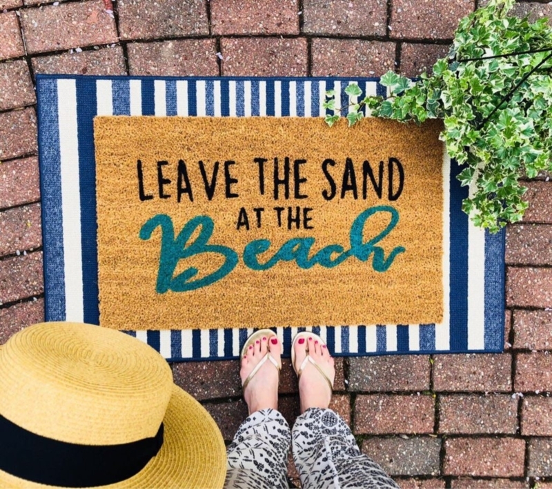 Doormat Nautical Stripes Beach Typography Coir Like Material Coastal Style