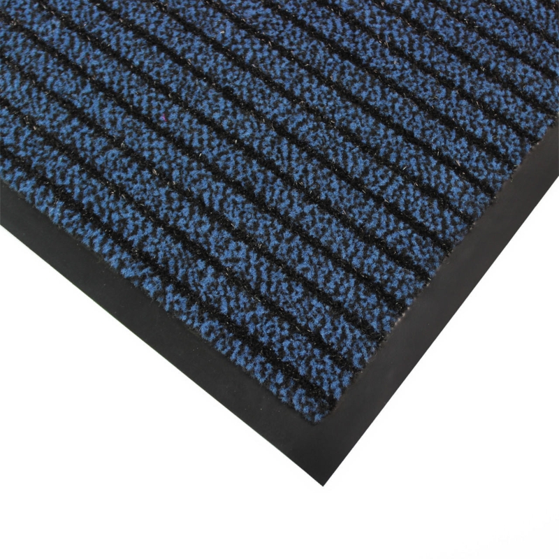 Doormat Navy Blue Ribbed Surface Vinyl Border Indoor Entry Rug
