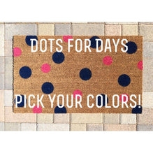Doormat Navy Pink Polka Dot Coir Colorful Outdoor Rug