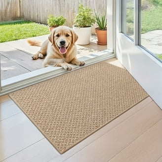 Doormat Neutral Textured Welcome Mat, Tan Lattice Woven Pattern.