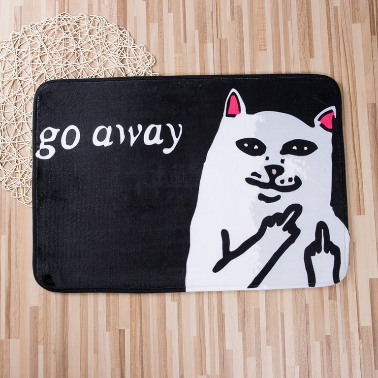 Doormat Novelty Rude Cat Graphic Monochrome Contrast Cartoon Plush