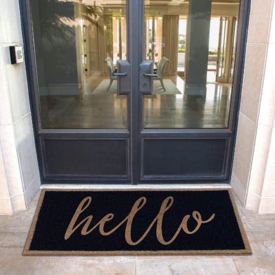 Doormat Oversized Aesthetic Script Hello Text High Contrast